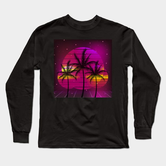 80s retro sunset Long Sleeve T-Shirt by ChasingTees